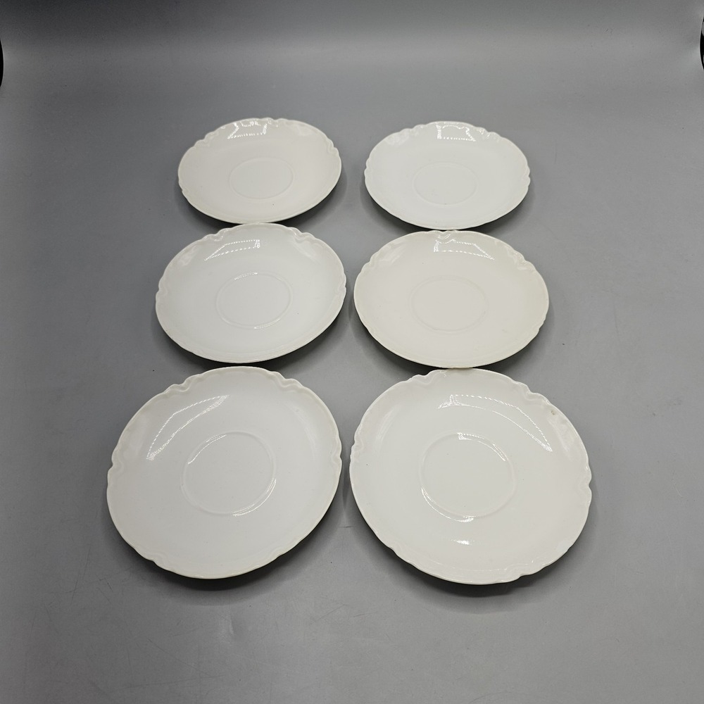Haviland Ranson France White Scalloped Tea Cup Saucer Plates Set of 6 (Chips)